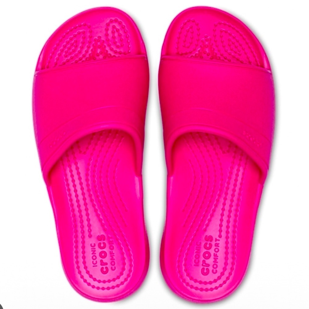 CROCS Kids Iconic Sandal Classic Flip Flop Slides | Size 2 | Pink |